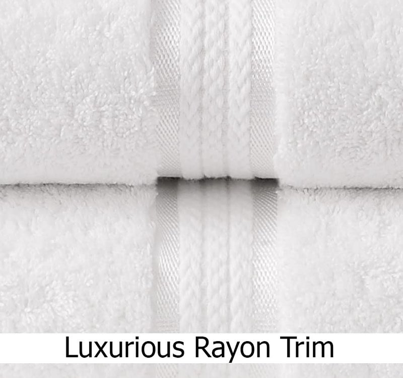 Cotton Craft Ultra Soft 4 Pack Oversized Extra Large Bath Towels 30x54 White Weighs 22 Ounces - 100% Pure Ringspun Cotton - Luxurious Rayon Trim - Ideal for Everyday use - Easy Care Machine wash - Image 3